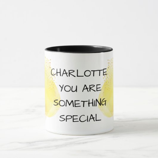 Minimalistische gele daffodil bloem speciale perso mok (Midden)