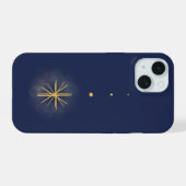 Minimalistische Gele Dropping Star Blauwe Telefoon iPhone 15 Case (Achterkant horizontaal)