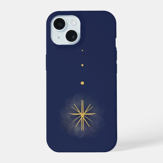 Minimalistische Gele Dropping Star Blauwe Telefoon iPhone 15 Case (Achterkant)