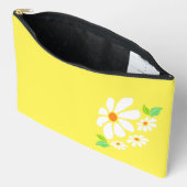 Minimalistische gele en witte bloem tekening etui (Open)