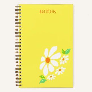 Minimalistische gele en witte bloem tekening notitieboek
