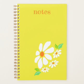 Minimalistische gele en witte bloem tekening planner