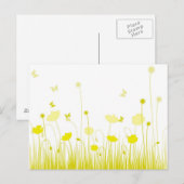 Minimalistische gele en witte klaprozen Meadow Flo Briefkaart (Voorkant / Achterkant)