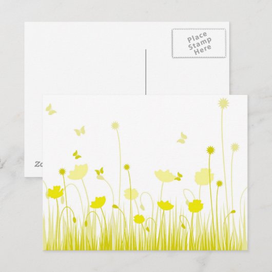 Minimalistische gele en witte klaprozen Meadow Flo Briefkaart (Voorkant / Achterkant)