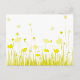 Minimalistische gele en witte klaprozen Meadow Flo Briefkaart