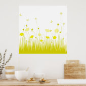 Minimalistische gele en witte klaprozen Meadow Flo Poster (Keuken)