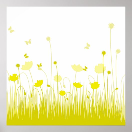 Minimalistische gele en witte klaprozen Meadow Flo Poster (Voorkant)