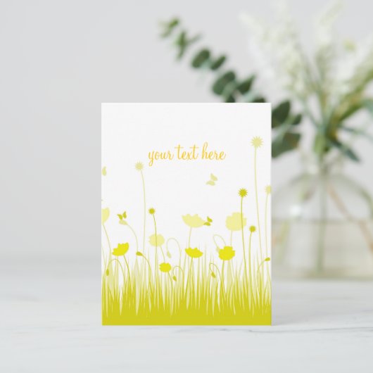 Minimalistische Gele en Witte Klaprozen Weide Lett Briefkaart (Staand voorkant)