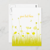 Minimalistische Gele en Witte Klaprozen Weide Lett Briefkaart (Voorkant / Achterkant)