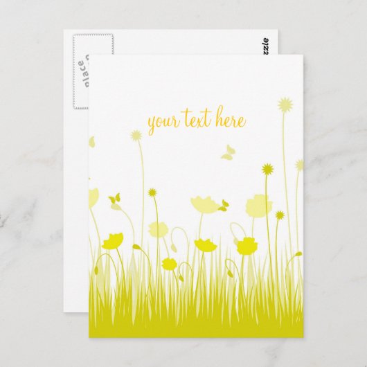 Minimalistische Gele en Witte Klaprozen Weide Lett Briefkaart (Voorkant / Achterkant)