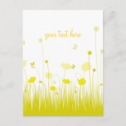 Minimalistische Gele en Witte Klaprozen Weide Lett Briefkaart (Voorkant)