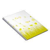 Minimalistische gele en witte klaprozen weide naam notitieboek (Rechterzijde)