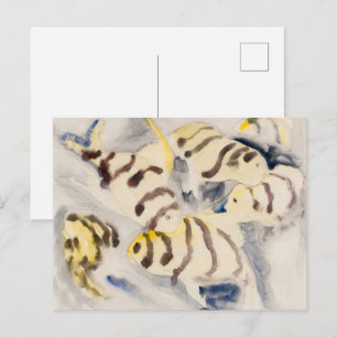 Minimalistische Gele Engeltjesvis Vintage Aquarel Briefkaart
