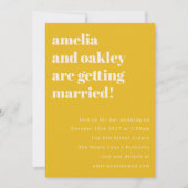 Minimalistische gele retro eenvoudige bruiloft web kaart (Voorkant)