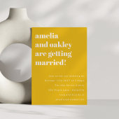 Minimalistische gele retro eenvoudige bruiloft web kaart