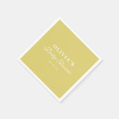 Minimalistische Gele Retro Schrift Baby Shower Aan Servet (Hoek)