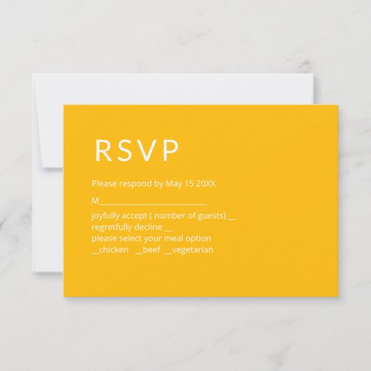 Minimalistische Gele RSVP Kaart (Voorkant)