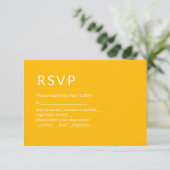 Minimalistische gele RSVP-kaart RSVP Kaartje (Staand voorkant)
