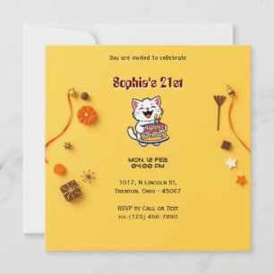 Minimalistische Gele Verjaardag Kaart met Verjaard