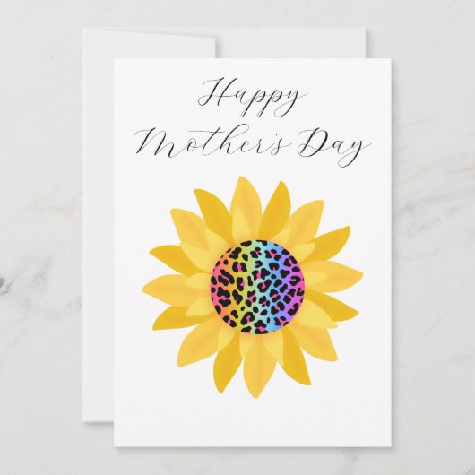 Minimalistische gele zonnebloem Moederdag Feestdagenkaart (Voorkant)