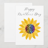 Minimalistische gele zonnebloem Moederdag Feestdagenkaart (Voorkant / Achterkant)