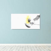 Minimalistische Gele Zonnebloem Selectieve Kleur Canvas Afdruk (Insitu (Houten vloer))