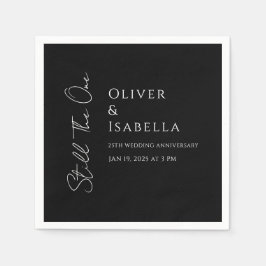 Minimalistische gelofte vernieuwing 25ste huwelijk servet