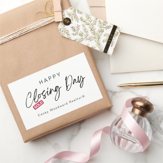 Minimalistische gelukkige sluitingsdag van makelaa rechthoekige sticker (Geschenken)