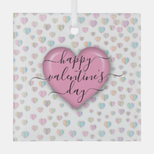 Minimalistische gelukkige Valentijnsdag Glas Ornament