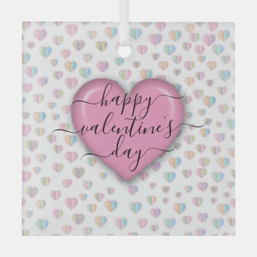 Minimalistische gelukkige Valentijnsdag Glas Ornament (Voorkant)