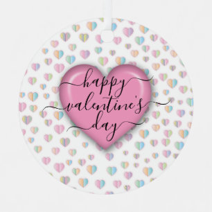Minimalistische gelukkige Valentijnsdag Metalen Ornament