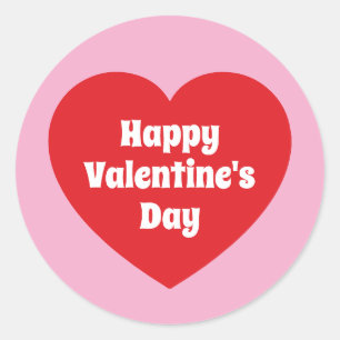 Minimalistische Gelukkige Valentijnsdag Rode Hart Ronde Sticker
