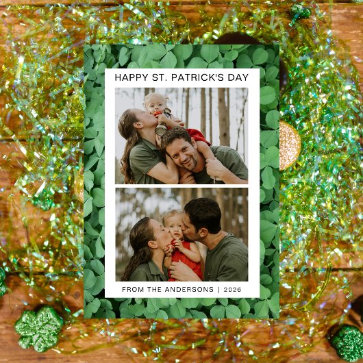 Minimalistische geluks klavertje St. Patrick's Day Feestdagenkaart