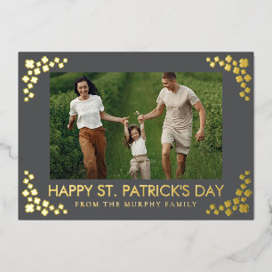 Minimalistische geluksbrengende klaver St. Patrick Folie Feestdagenkaart