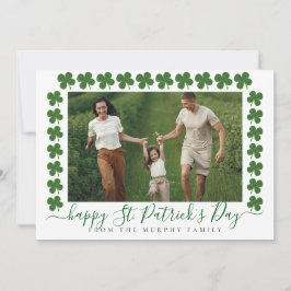 Minimalistische geluksbrengende klavertje St. Patr Feestdagenkaart
