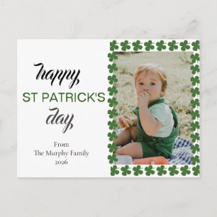 Minimalistische geluksbrengende klavertje St. Patr Feestdagenkaart
