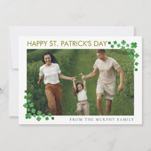Minimalistische geluksfoto van shamrock St. Patric Feestdagenkaart