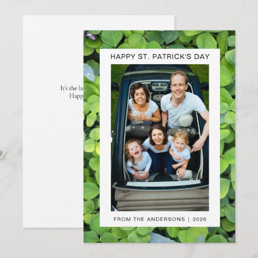 Minimalistische geluksshamrock St. Patrick's Day F Feestdagenkaart (Voorkant / Achterkant)