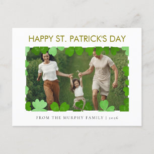Minimalistische geluksshamrock St. Patrick's Day F Feestdagenkaart