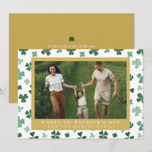 Minimalistische geluksshamrock St. Patrick's Day F Feestdagenkaart