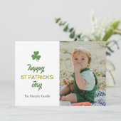 Minimalistische geluksshamrock St. Patrick's Day F Feestdagenkaart (Staand voorkant)