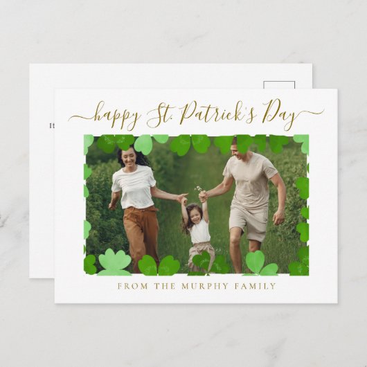 Minimalistische geluksshamrock St. Patrick's Day F Feestdagenkaart (Voorkant / Achterkant)