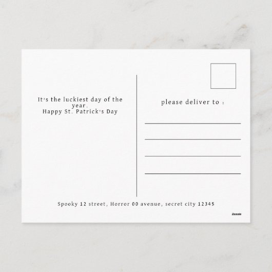 Minimalistische geluksshamrock St. Patrick's Day F Feestdagenkaart (Achterkant)