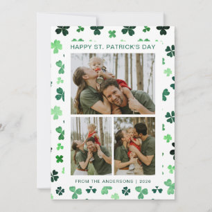 Minimalistische geluksshamrock St. Patrick's Day F Feestdagenkaart
