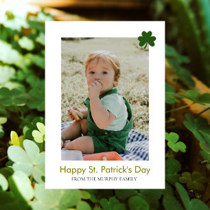 Minimalistische geluksshamrock St. Patrick's Day F Feestdagenkaart