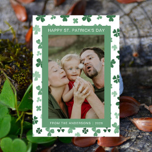 Minimalistische geluksshamrock St. Patrick's Day F Feestdagenkaart