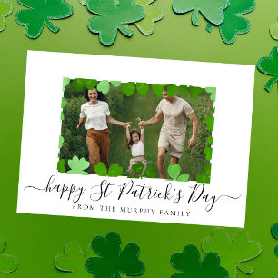 Minimalistische geluksshamrock St. Patrick's Day F Feestdagenkaart