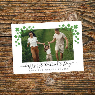Minimalistische geluksshamrock St. Patrick's Day F Feestdagenkaart