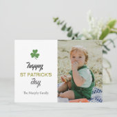 Minimalistische geluksshamrock St. Patrick's Day F Feestdagenkaart (Staand voorkant)