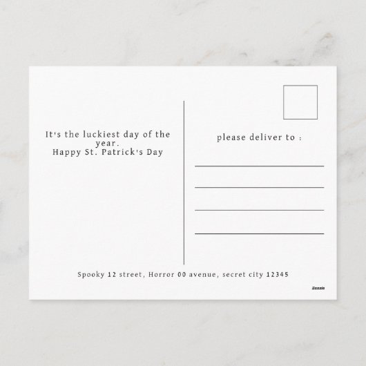 Minimalistische geluksshamrock St. Patrick's Day F Feestdagenkaart (Achterkant)